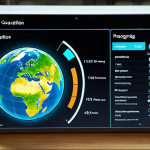 **

"A digital interface displaying real-time energy consumption data, visualized as a small, stylized earth. The interface provides tips for reducing digital footprint. User-friendly and inviting, with a focus on education and positive change."

**